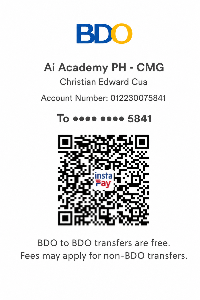 BDO InstaPay QR code for Ai Academy PH - CMG